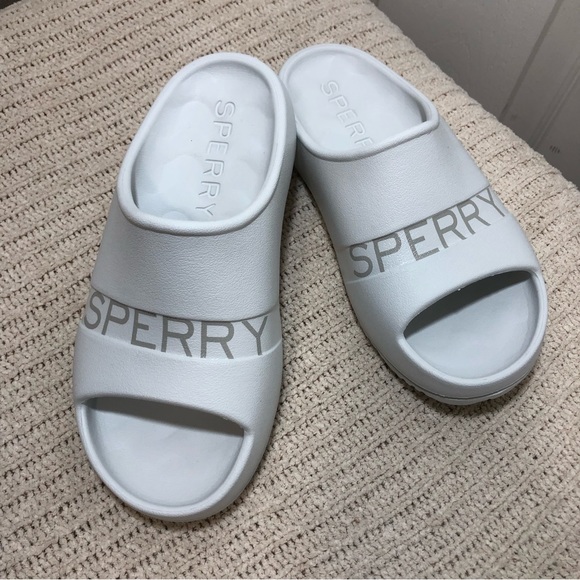 Sperry Float Slide Logo White Sandals Women's 6 Men’s 4 - Picture 4 of 9